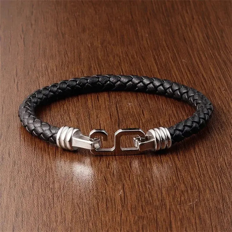 Single Black Leather Hook Bracelet - Glen Ogal