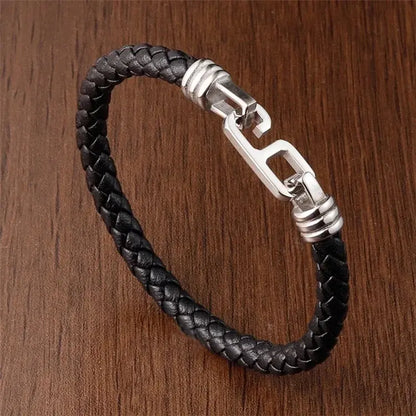 Single Black Leather Hook Bracelet - Glen Ogal