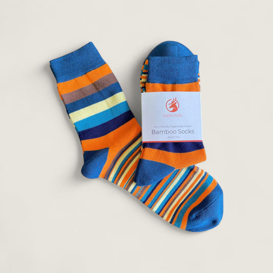 Teal Stripe Bamboo Socks