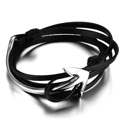 Unisex Black Leather Wrap Bracelet - Glen Ogal