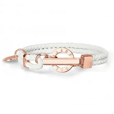Unisex White Leather Braided Bracelet Glen Ogal