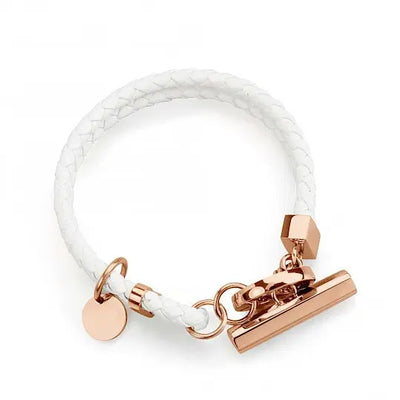 Unisex White Leather Braided Bracelet Glen Ogal