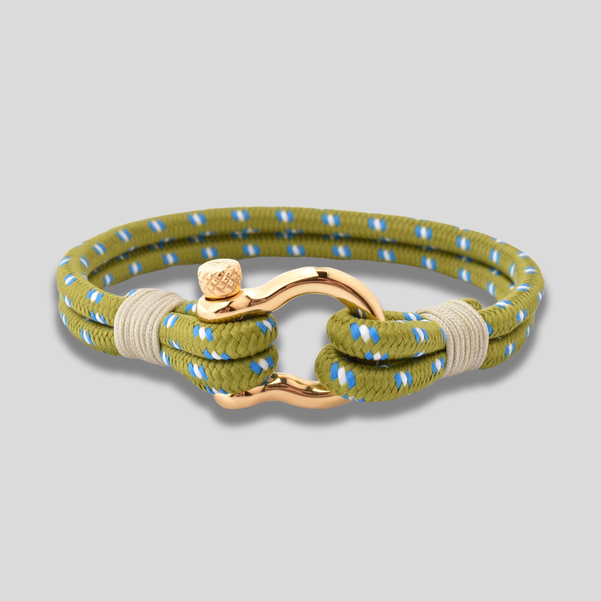 Men's Nylon Green Thread Shackle Bracelet
