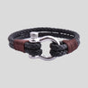 Men's Black Braided Leather Stainless Steel Screw Shackle Bracelet