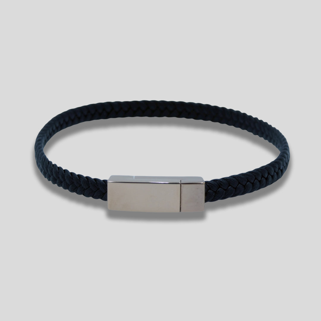Black Leather Bracelet with Gold Clasp