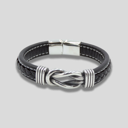 Bracelet en cuir noir avec noeud
