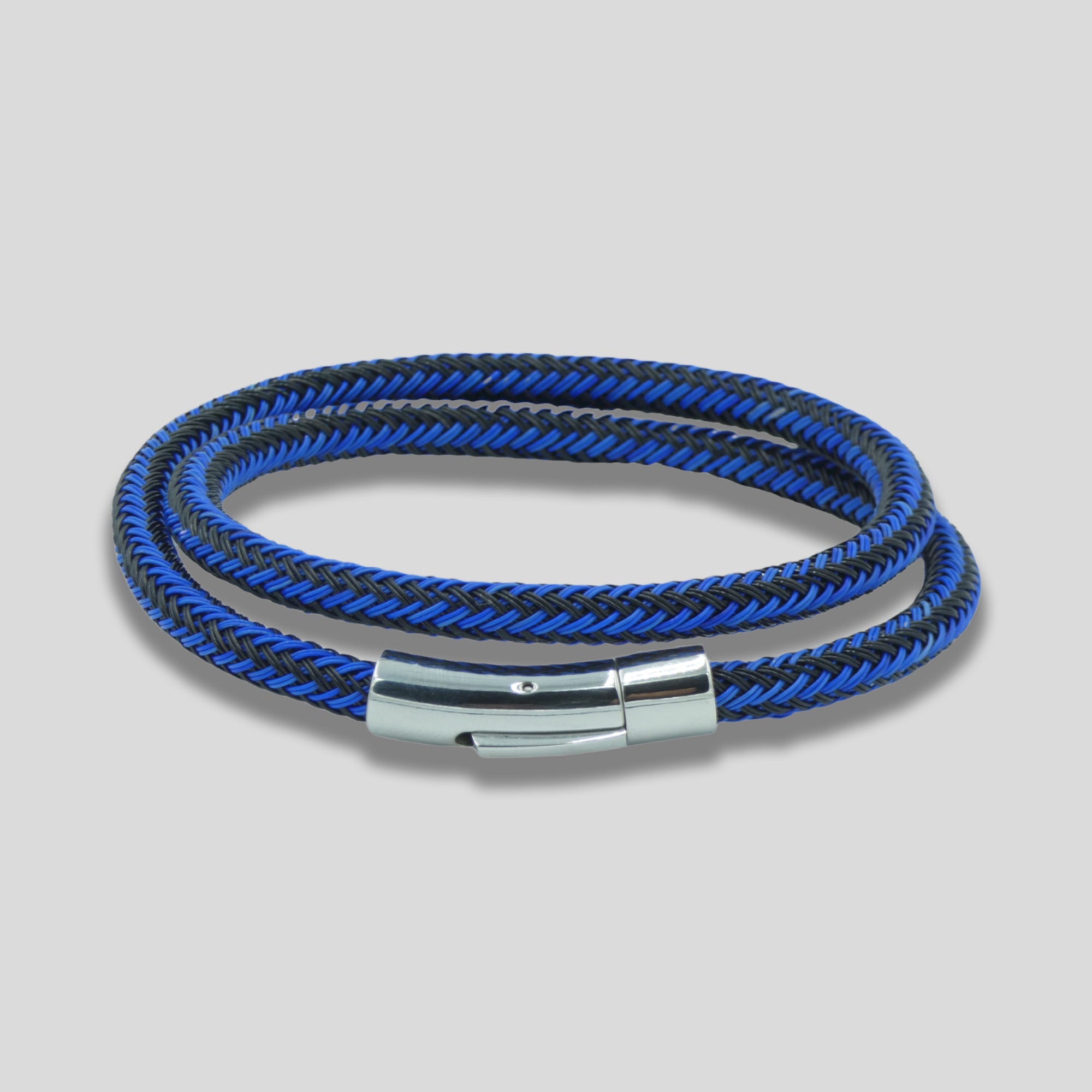 Blauw gevlochten nylon armband