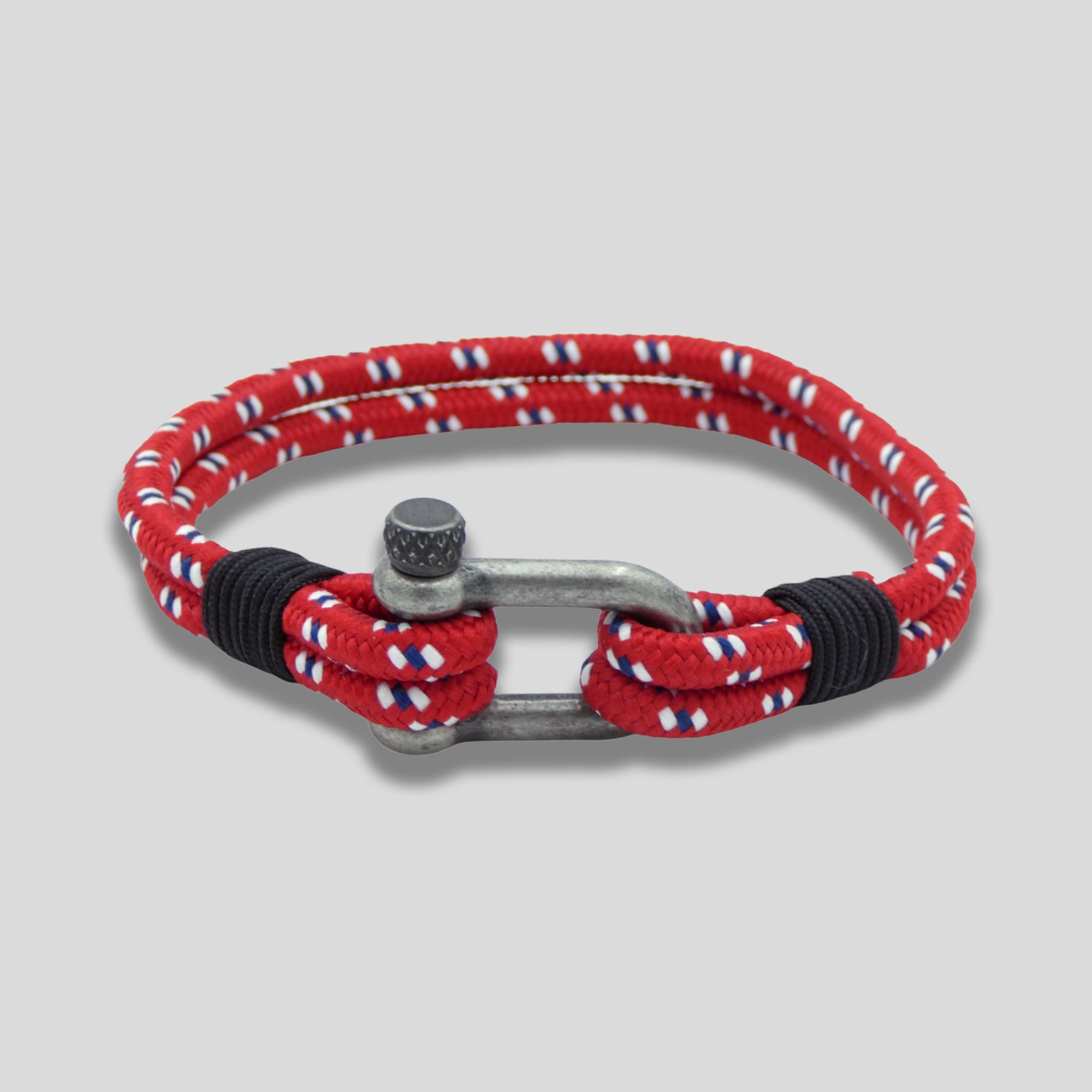 Bracelet à manille en nylon nautique rouge