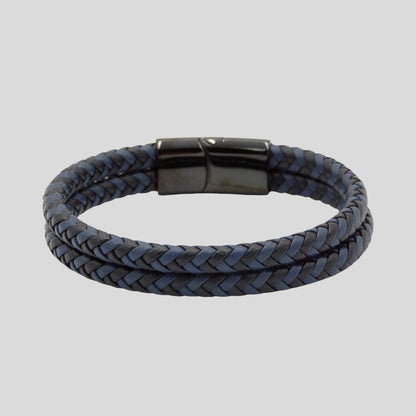 Bracelet tressé multicouche bleu et noir
