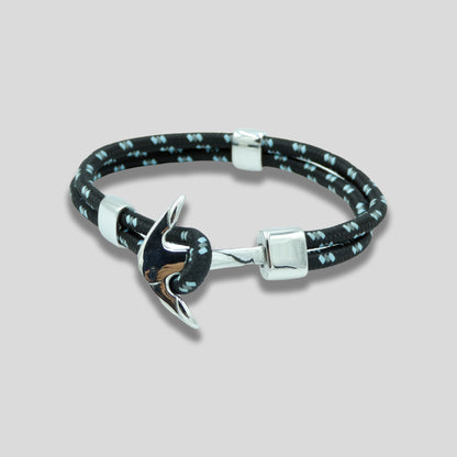 Blue and Black Nylon Rope with Silver Anchor
