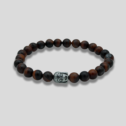 Bracelet pour hommes en perles de tête de Bouddha en œil de tigre fait à la main