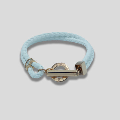 Unisex White Leather Braided Bracelet