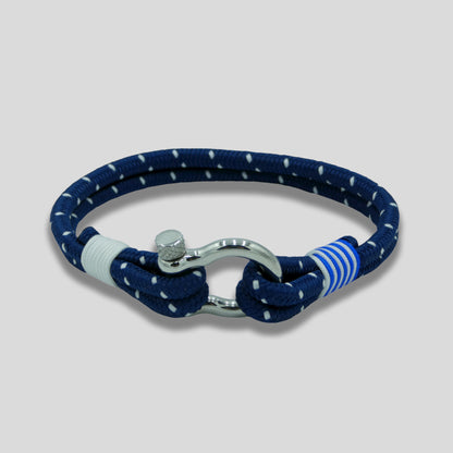 Bracelet en corde à manille marine bleue