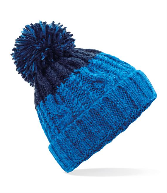 Bonnet tricoté deux bleus
