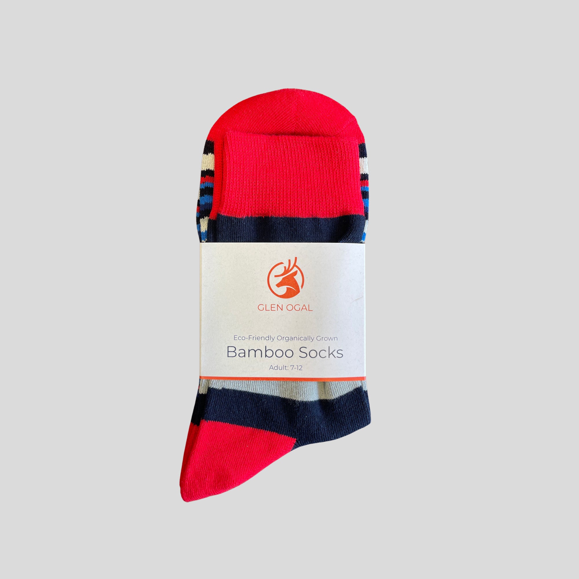 Chaussettes à rayures en bambou rouge