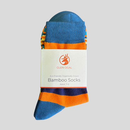 Blauwgroen bamboe streep sokken
