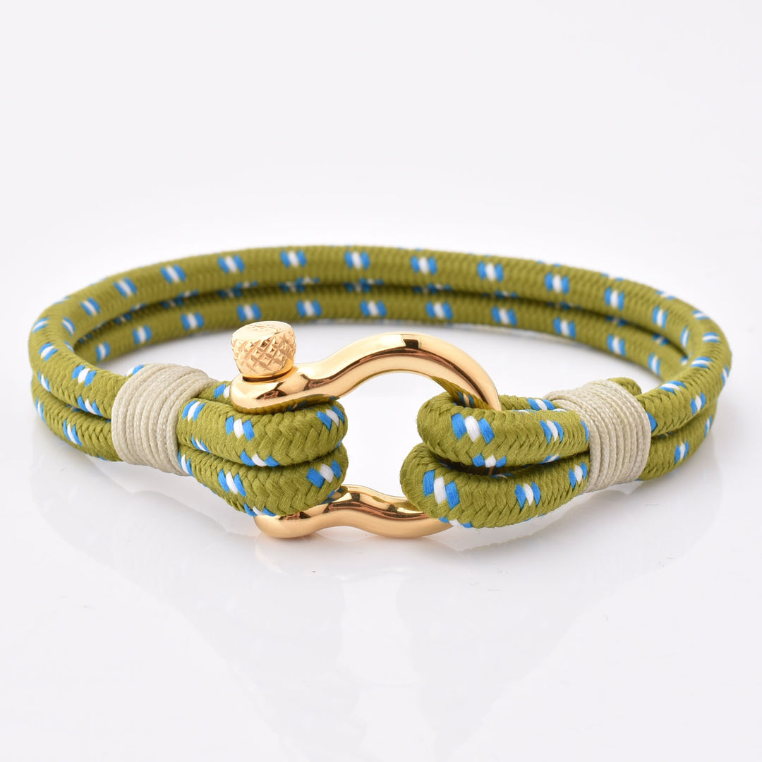 Men's Nylon Green Thread Shackle Bracelet