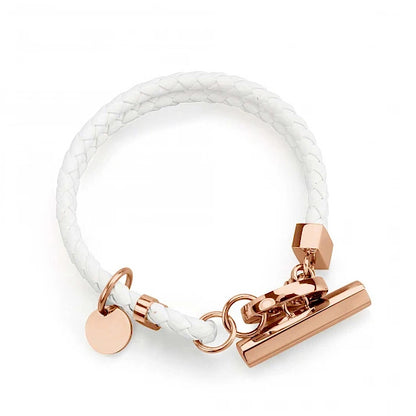 Unisex White Leather Braided Bracelet