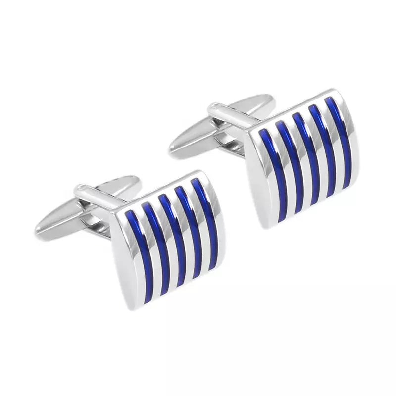Blue Stripe Curved Cufflinks