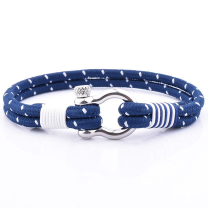Blauwe Marine beugel touw armband