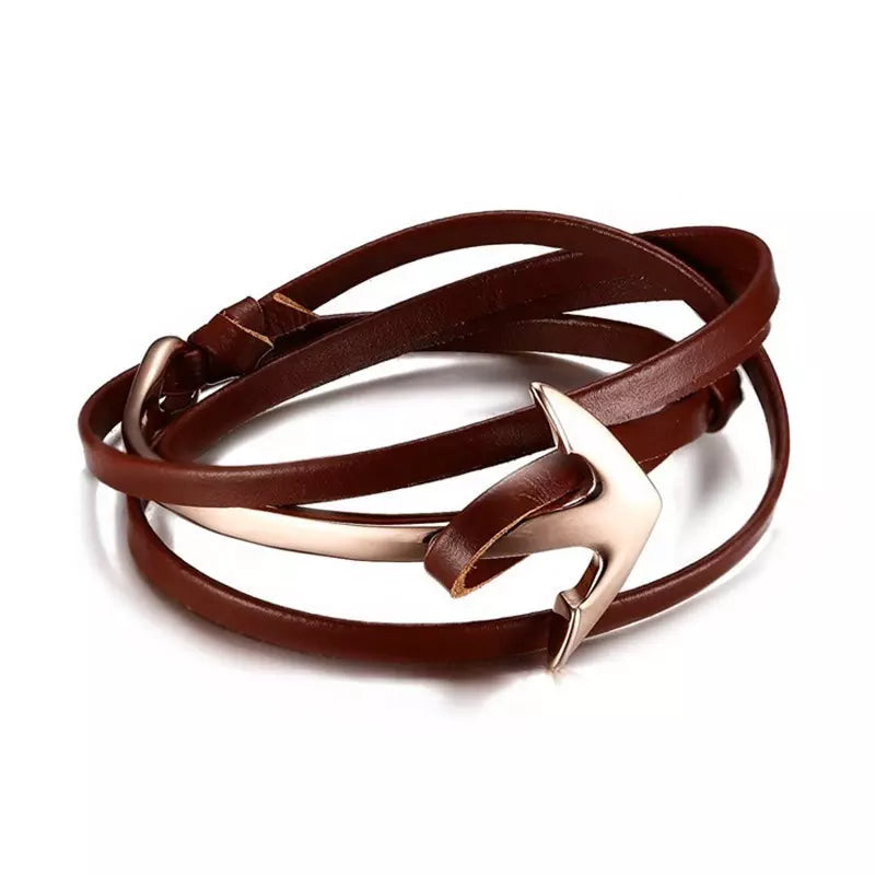 Unisex Brown Leather Wrap Bracelet