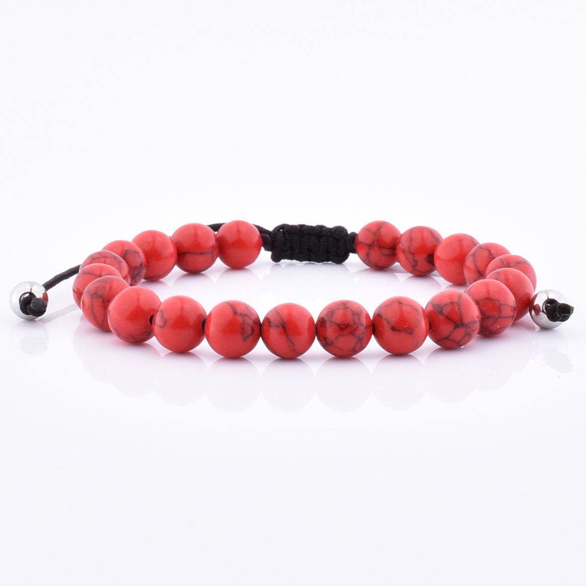 Bracelet réglable en perles rouges