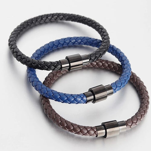 Blue Genuine Leather Bracelet
