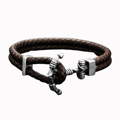 Bracelet Tressé Ancre Viking - Marron