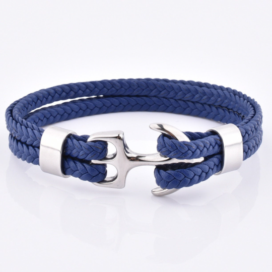 Men's Style Navy Blue Anchor Bracelet