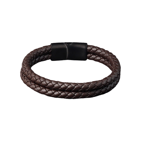 Double Brown Leather Bracelet