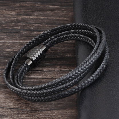 Lange zwart gevlochten armband