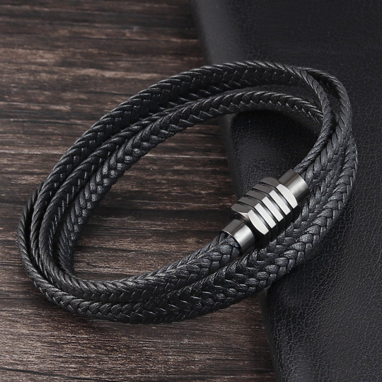 Bracelet Long Tressé Noir