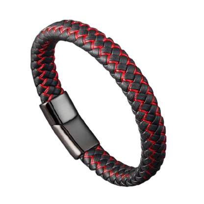 Bracelet simple en cuir rouge et noir pour homme